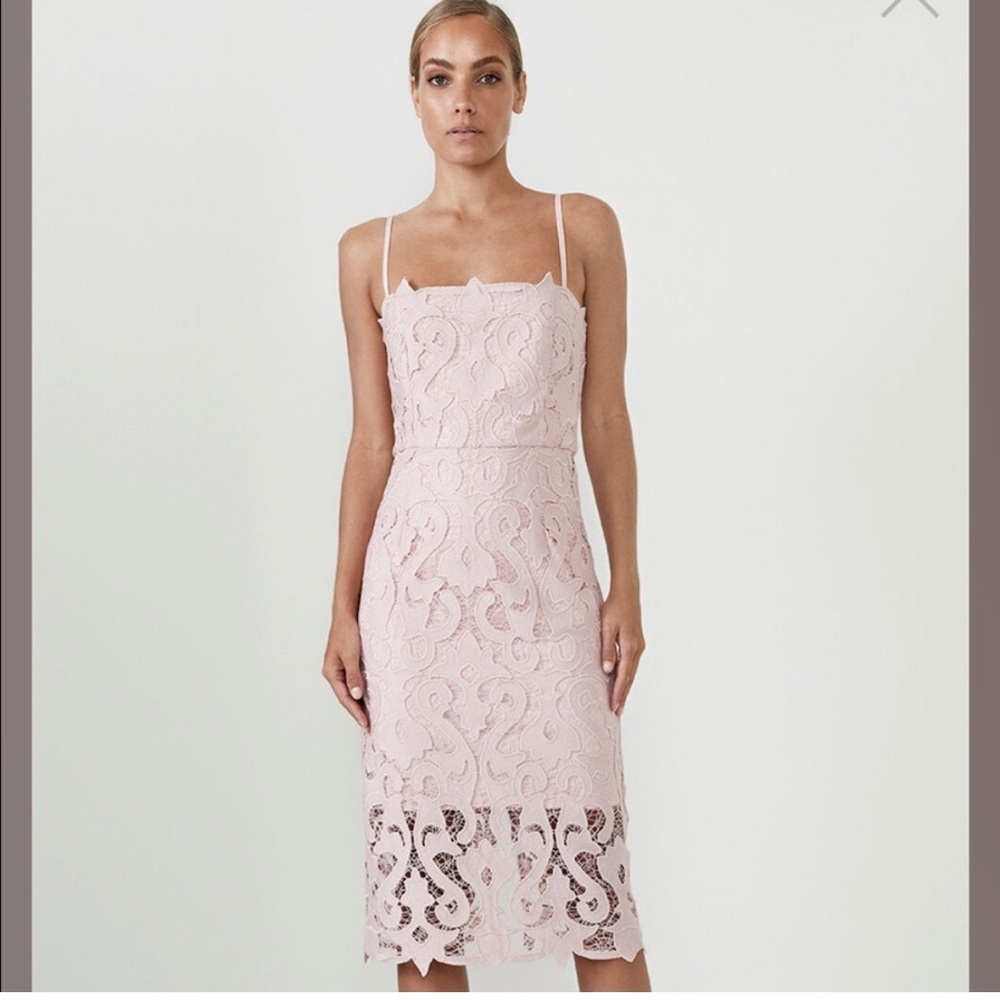 Bardot Pink Lace Midi Dress